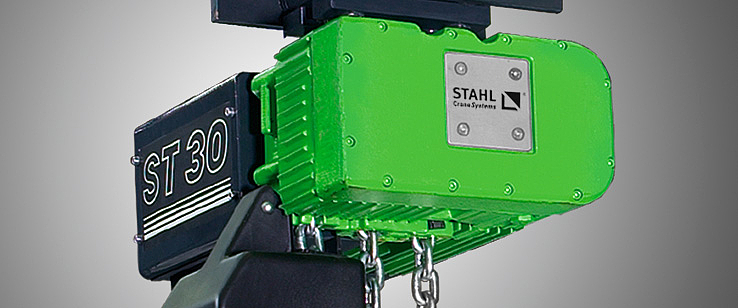 Palan à chaîne ST de STAHL CraneSystems en peinture standard vert-noir